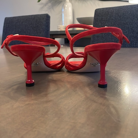Like new red suede Prada kitten heels, approximately 1 inch. - Picture 5 of 5
